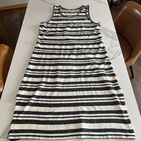 Matty M Midi Dress Knit Coastal Stripe Charcoal and Ivory Sleeveless Size XL - Picture 1 of 10